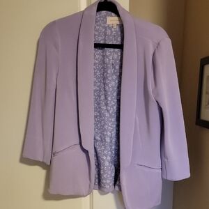 Skies Are Blue Purple Blazer with Shawl Collar